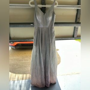 Silver formal dress with pink finish
